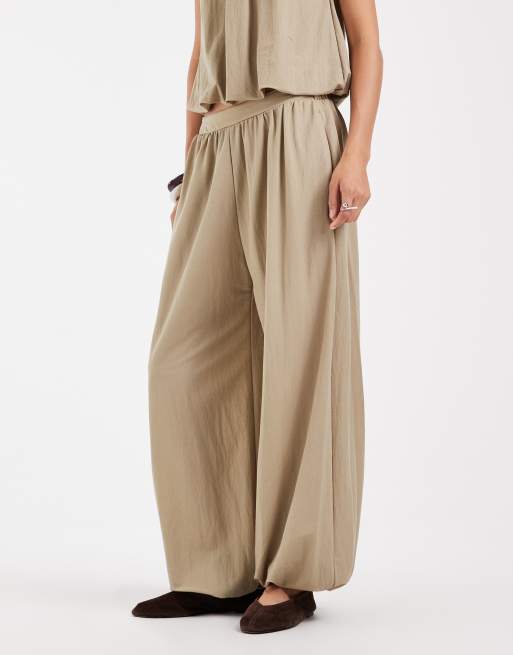 River Island Hose aus Leinenmix in Khaki mit Ballon-Schnitt, 3 von 5