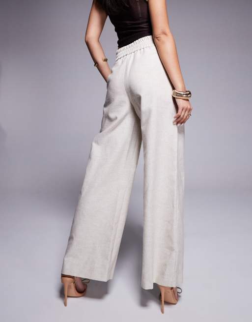 River Island – Hose in Beige mit weitem Bein und Faltendetail, 2 von 5