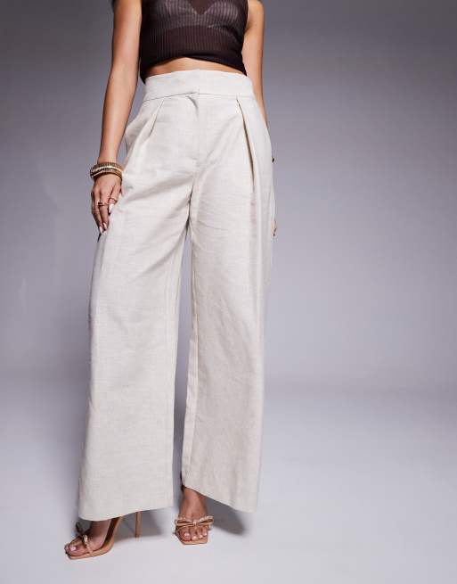 River Island – Hose in Beige mit weitem Bein und Faltendetail, 3 von 5