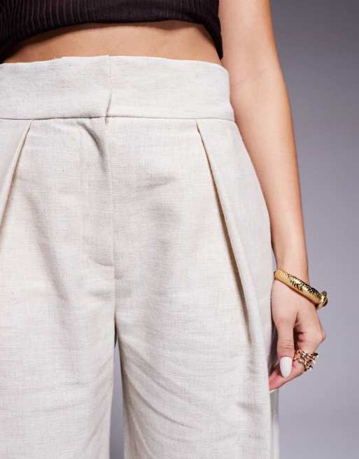 River Island – Hose in Beige mit weitem Bein und Faltendetail, 4 von 5