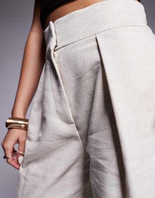 River Island – Hose in Beige mit weitem Bein und Faltendetail, 5 von 5