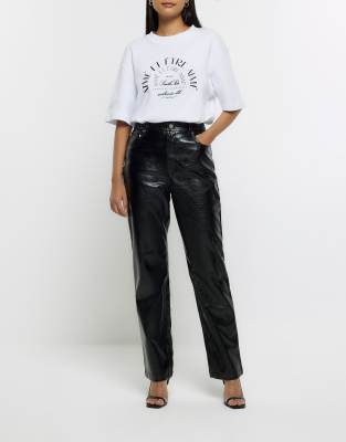 River Island - Hose mit geradem Schnitt in Schwarz