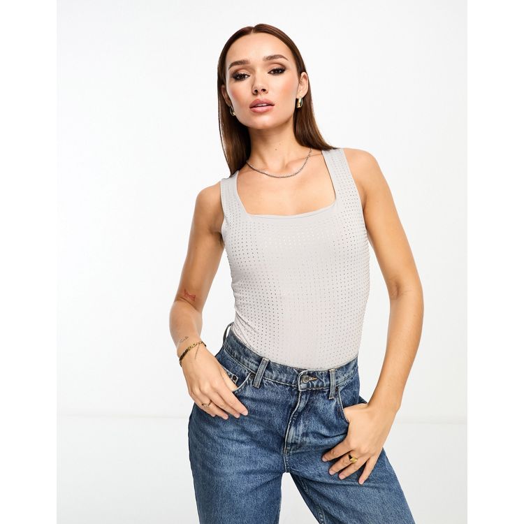 Buy River Island Nude Square Neck Clean Bodysuit from Next Poland