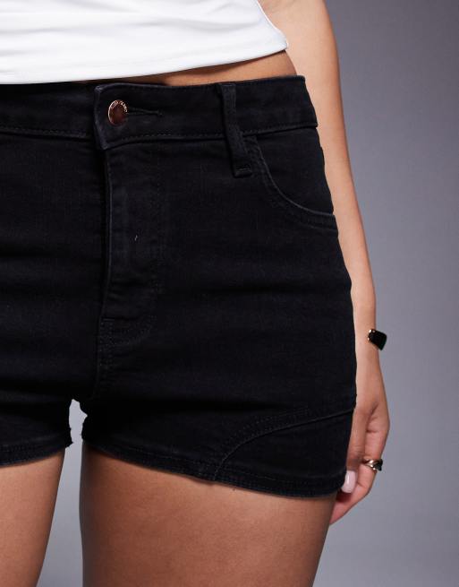 River Island hotpant denim short in black