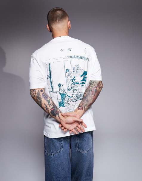 River Island Houkusai back print t-shirt in ecru - view 1