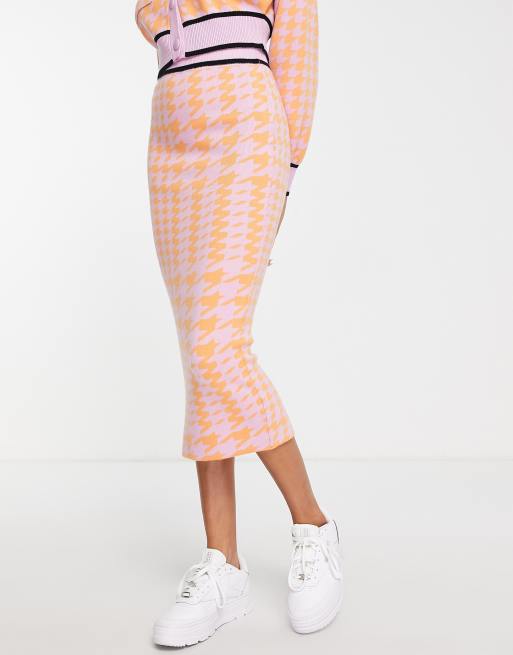 Orange 2024 houndstooth skirt