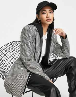 River Island Houndstooth Check Nipped Dad Blazer In Black - Part Of A Set