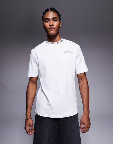 River Island - Hvid og sort T-shirt med ringer-detaljer i kontrast - view 1