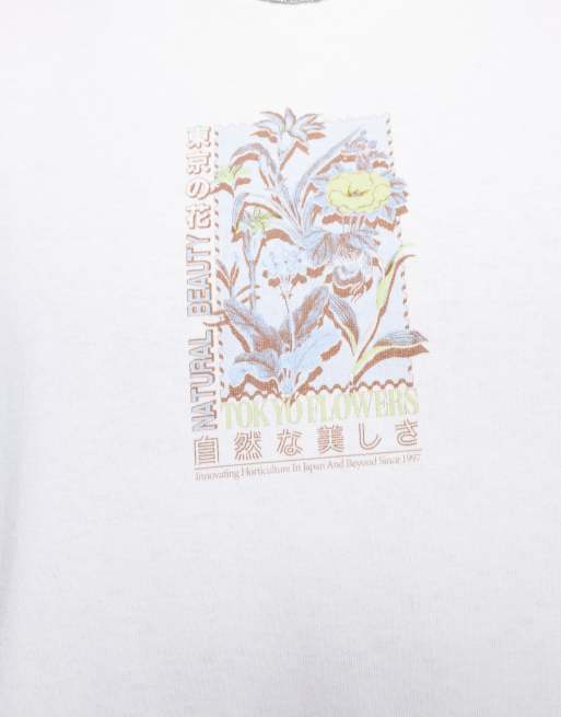 River Island - Hvid oversized T-shirt med 'Tokyo Flowers'-print, 2 af 4