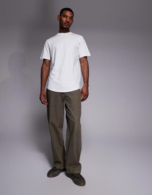 River Island - Hvid T-shirt i regular fit med buet sømkant, 2 af 5