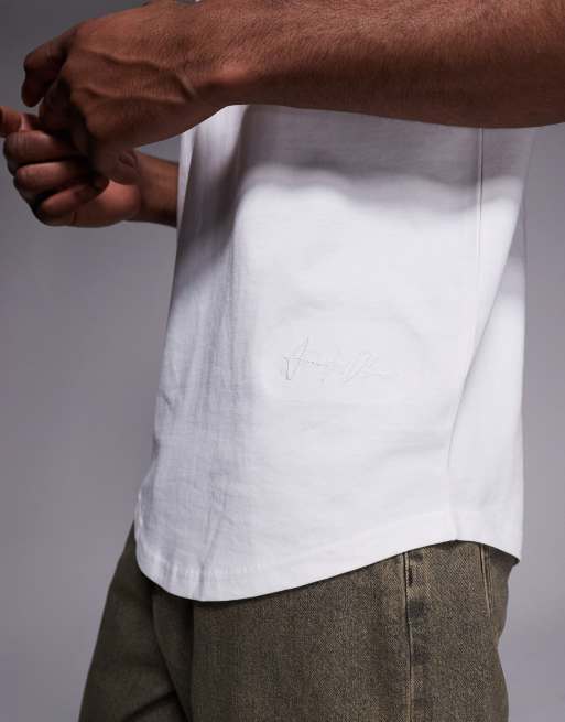 River Island - Hvid T-shirt i regular fit med buet sømkant, 5 af 5