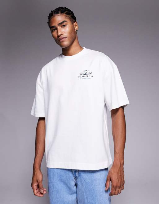 River Island - Hvid T-shirt med 'palais prives'-bilprint, 3 af 5
