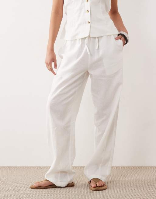 River Island - Hvide tapered bukser i hør, 2 af 5