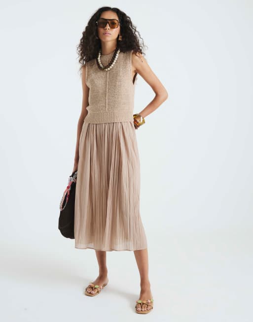 River Island Hybrid jumper maxi dress in beige - light