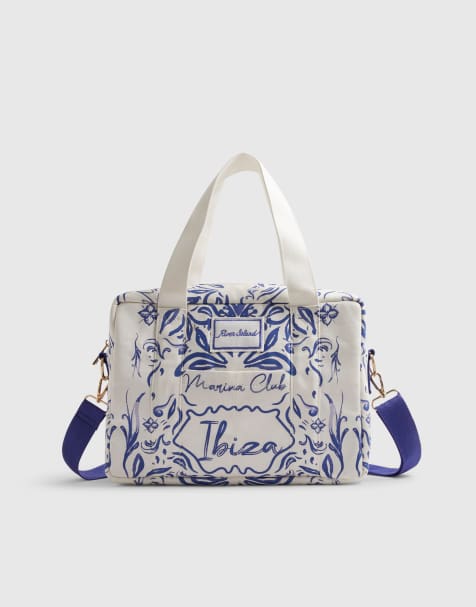 River Island Ibiza print holdall bag in white - view 1