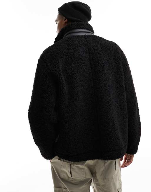 River Island - Jack met opstaande boord van borg in zwart, 4 van 4