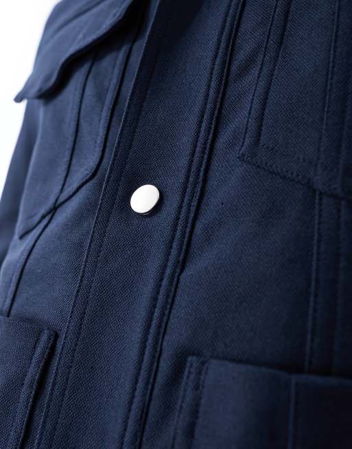 River Island – Jacke aus Leinenmix in Marineblau im Western-Stil, 3 von 4