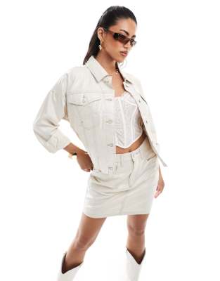 River Island - Jacke aus Metallic-Denim in Gold, Kombiteil-Neutral
