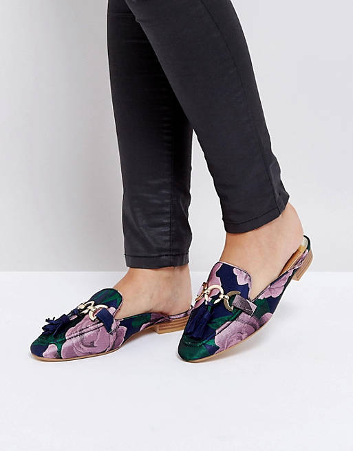 River Island Jacquard Buckle Backless Loafers
