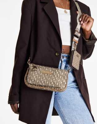 River Island Monogram Trunk Cross Body Bag in Natural