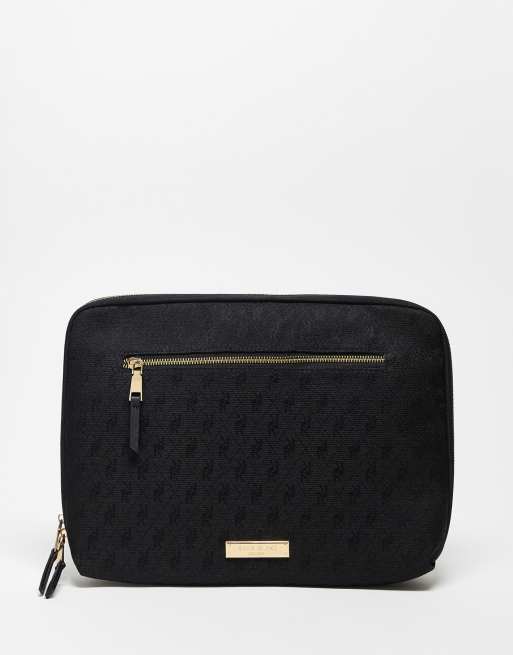 Black RI monogram jacquard shopper bag