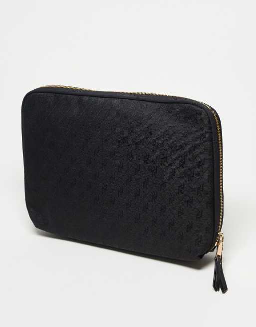 River Island jacquard monogram laptop case in black