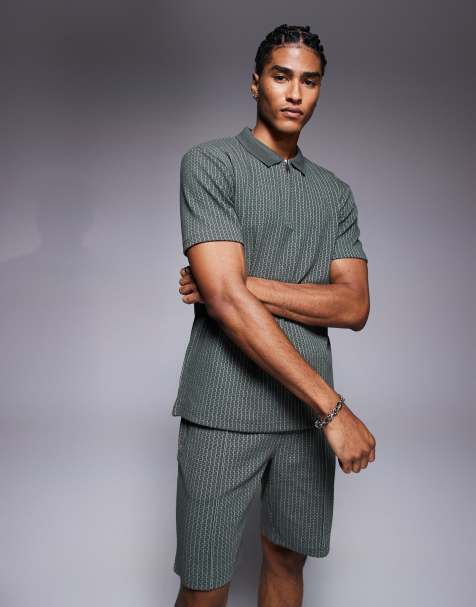River Island jacquard polo in khaki (part of a set) - view 1