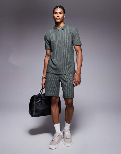 River Island jacquard shorts in khaki - part of a set - view 1