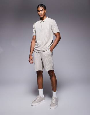 jacquard shorts in stone - part of a set-Neutral