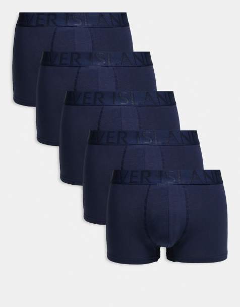 River Island jacquard waistband 5 pack of trunks in navy - view 1