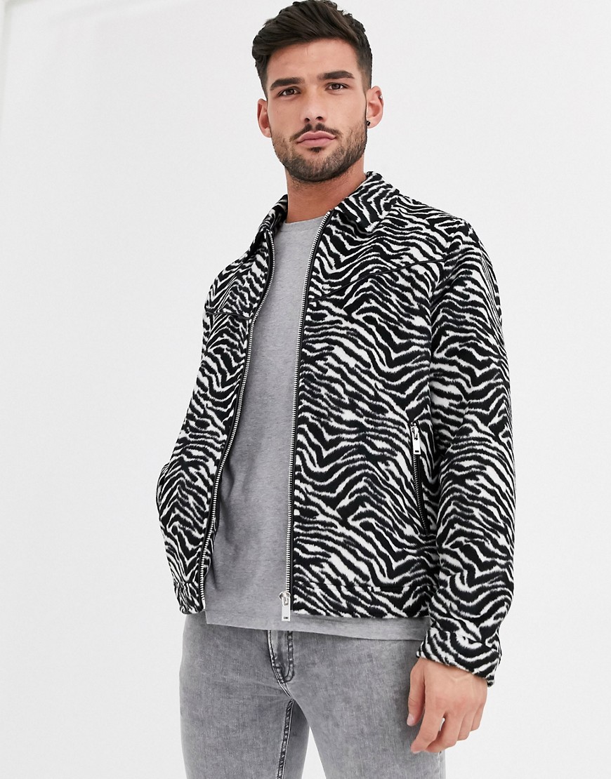 River Island - jakke med zebra print-Hvid