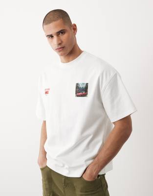 River Island Japanese Car/mountain Printed T-shirt In White