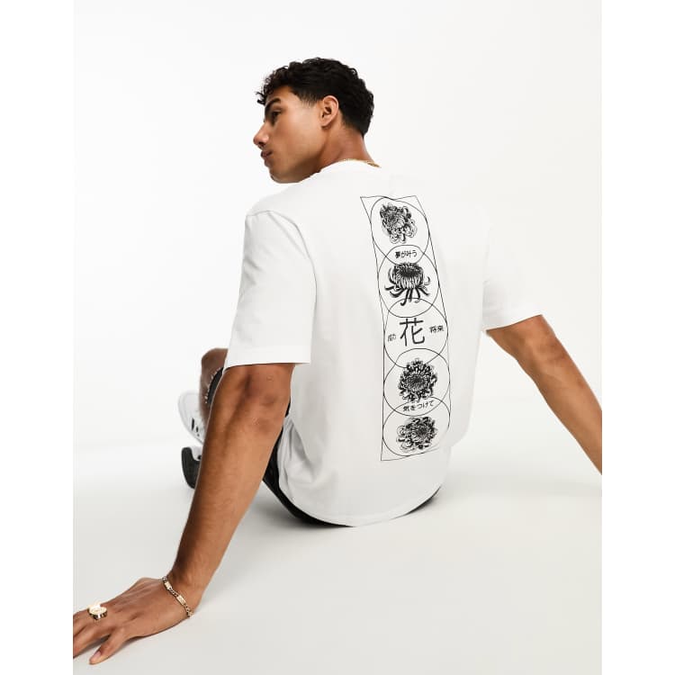 River Island japanese circle t-shirt in white