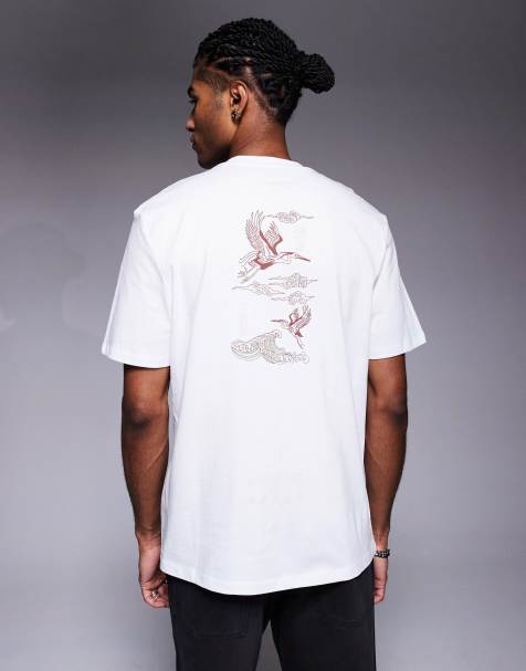 River Island Japanese embroidered oversized t-shirt in white - view 1