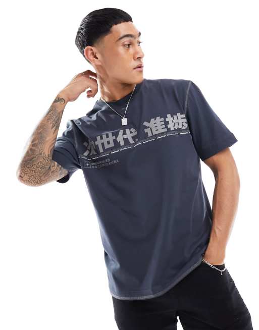 River Island Japanese graphic t-shirt in black