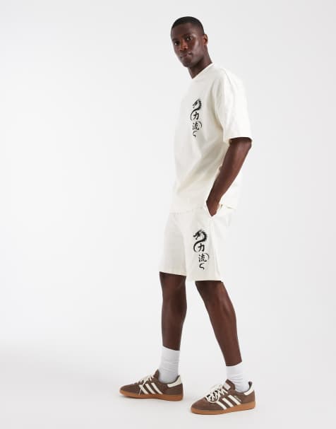 River Island Japanese t-shirt and shorts set in ecru - view 1