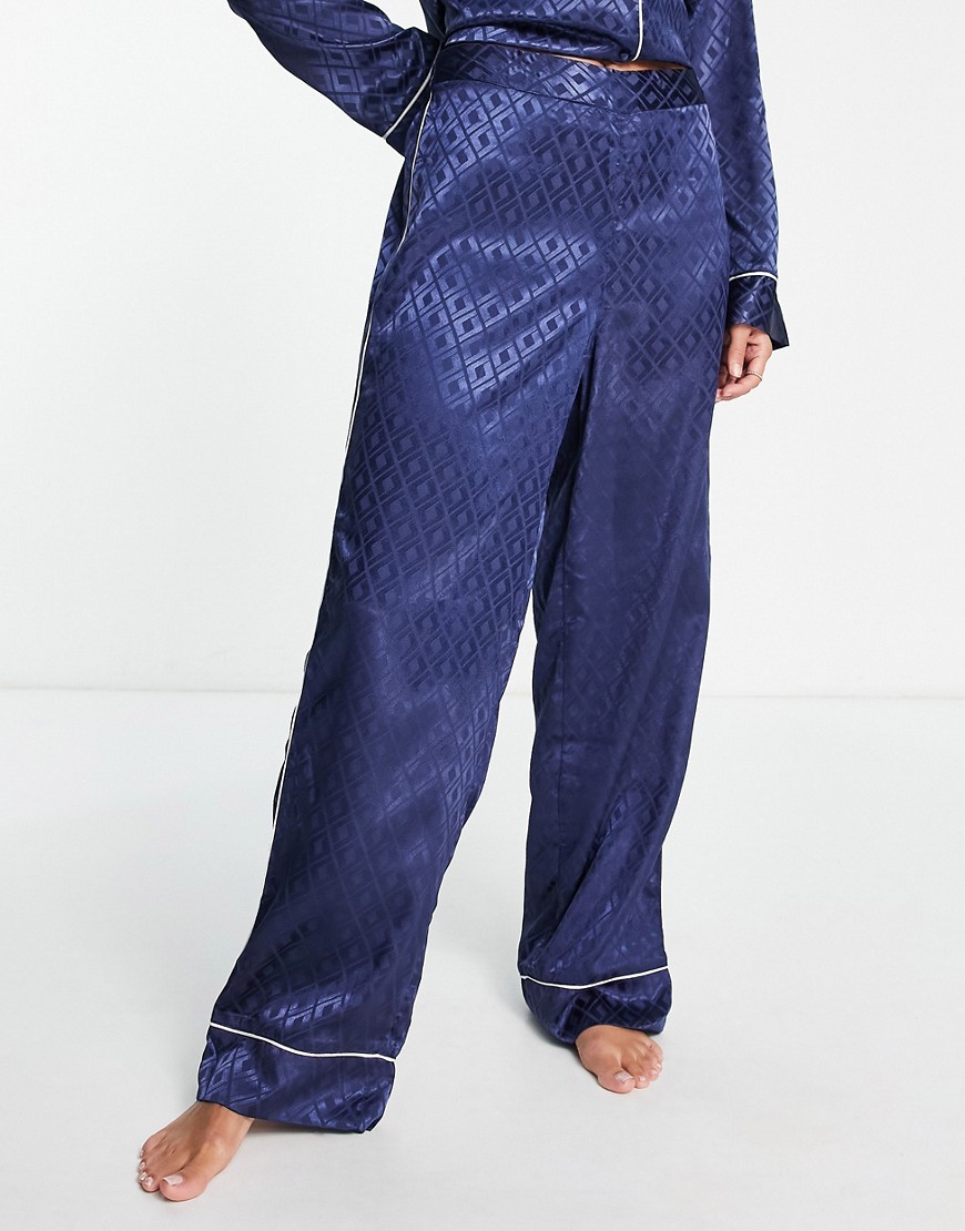 River Island jaquard pyjama trouser in blue