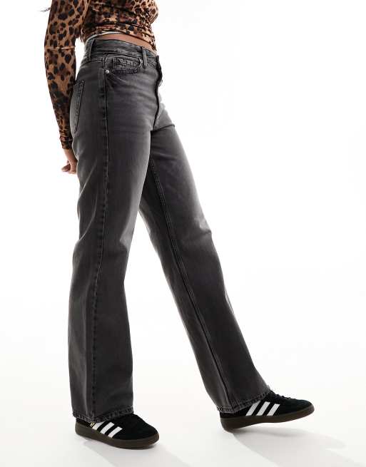 River Island - Jaren 90 rechte jeans met hoge taille in zwart