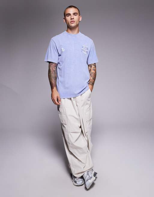 River Island – Jasnoniebieski sprany T-shirt z nadrukiem „Archive“, 2 z 5