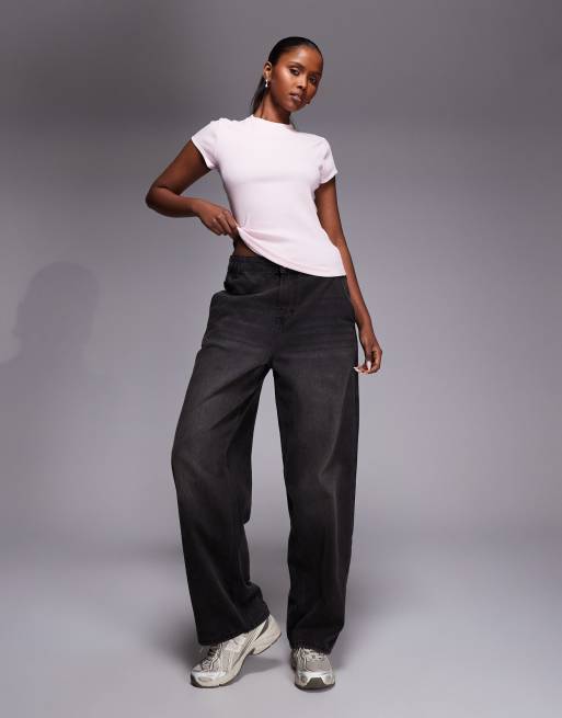 River Island – Jasnoróżowy prążkowany top z krótkimi rękawami, 2 z 4