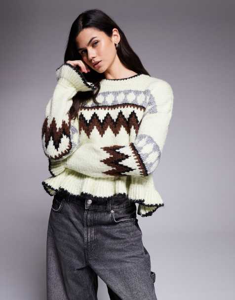 River Island – Jasnozielony sweter w skandynawski wzór - view 1