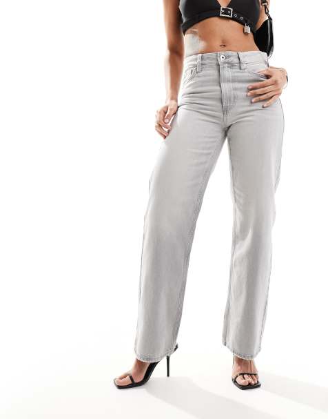River Island - Jean droit à taille haute - Gris - view 1