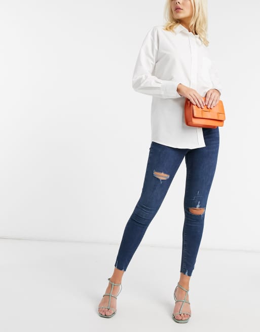 River Island - Jean foncé délavé à effet vieilli 