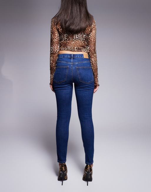 River Island - Jean skinny à taille mi-haute - Bleu foncé délavé, 2 de 5