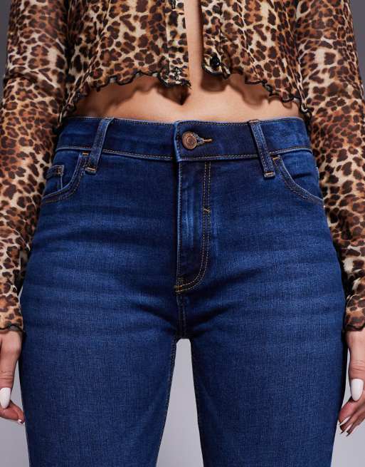 River Island - Jean skinny à taille mi-haute - Bleu foncé délavé, 4 de 5