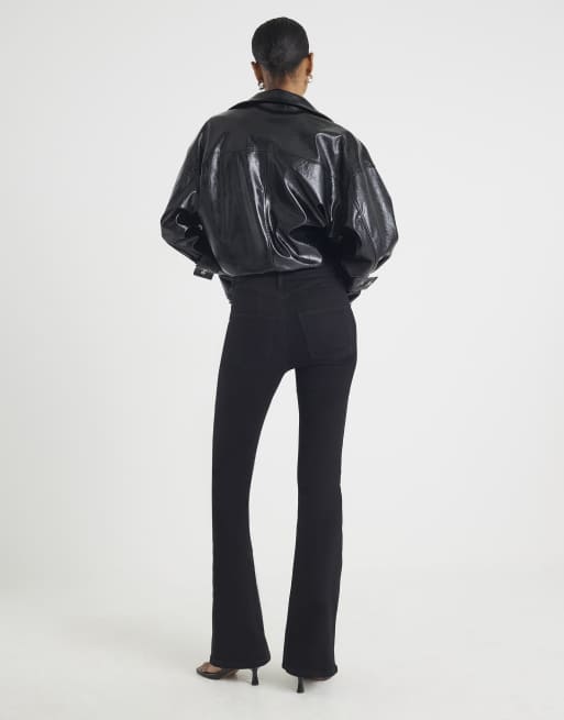 River Island - Jeans a zampa modellanti a vita alta neri, 4 di 4