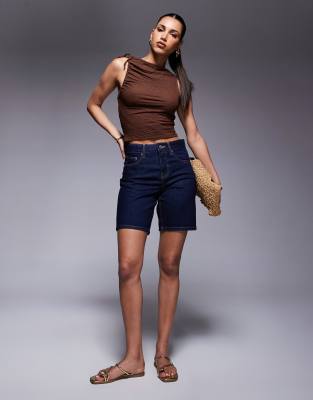 River Island - Jeans-Bermudashorts in dunkelblauer Waschung