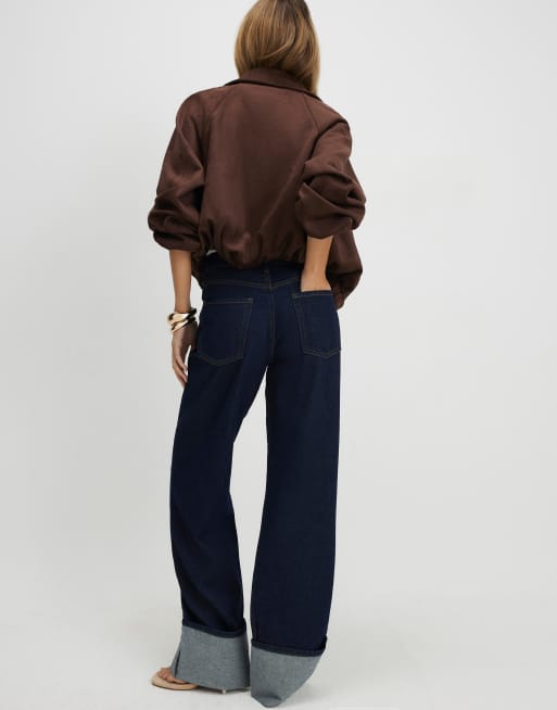 River Island - Jeans comodi dritti con risvolto in denim scuro, 2 di 4