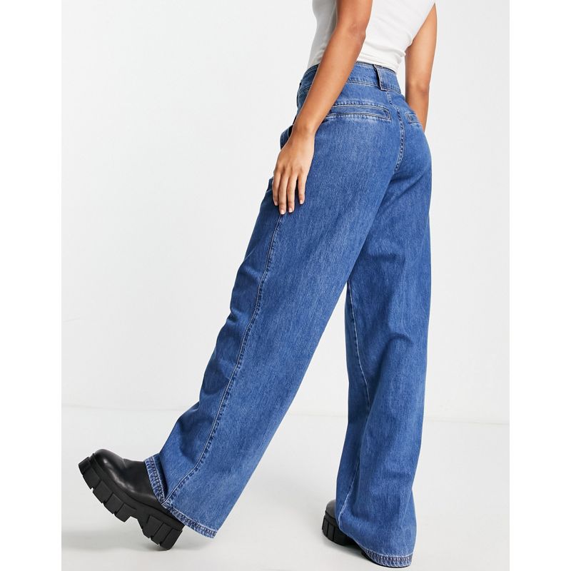 Jeans Donna River Island - Jeans con fondo ampio a vita alta blu medio