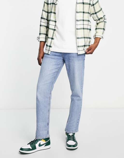 River Island - Jeans met rechte pijpen in blauw met lichte wassing